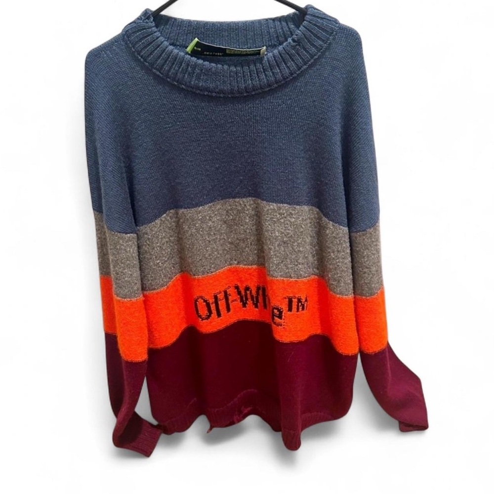 Off-White Distressed Sweater 'Multicolor' Size L - image 3